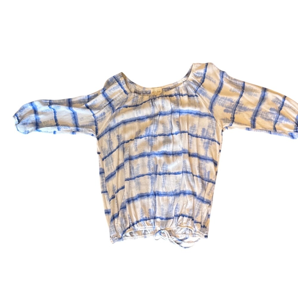 1.4.3. Story by Line Up Blue White Tie Dye Off Shoulder Woman's M Boho Blouse